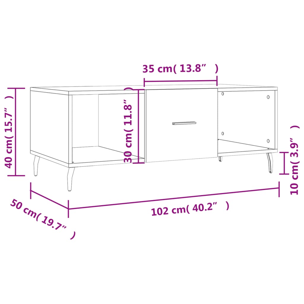 Salontafel 02X50X40 Cm Bewerkt Hout Zwart