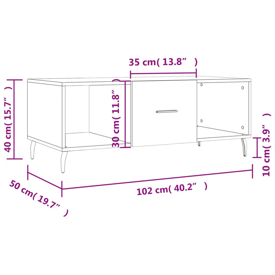Salontafel 02X50X40 Cm Bewerkt Hout Zwart
