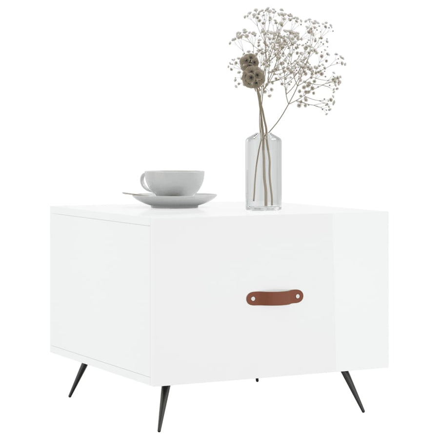 Salontafel 50X50X40 Cm Bewerkt Hout 1 Hoogglans wit