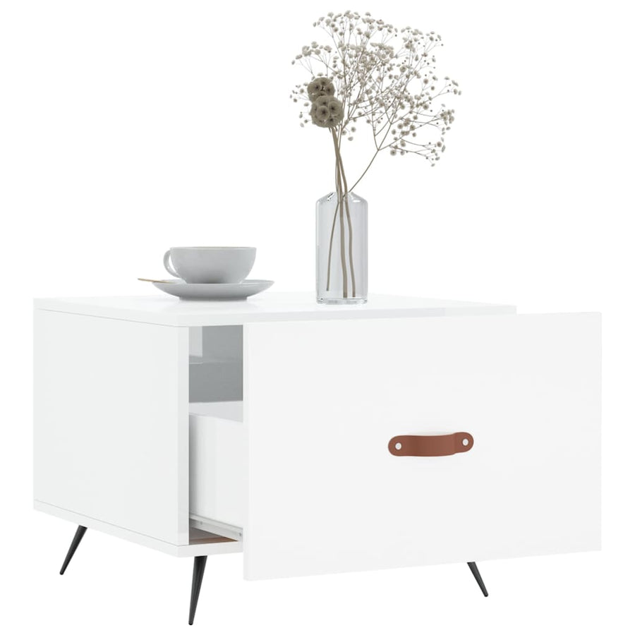 Salontafel 50X50X40 Cm Bewerkt Hout 1 Hoogglans wit