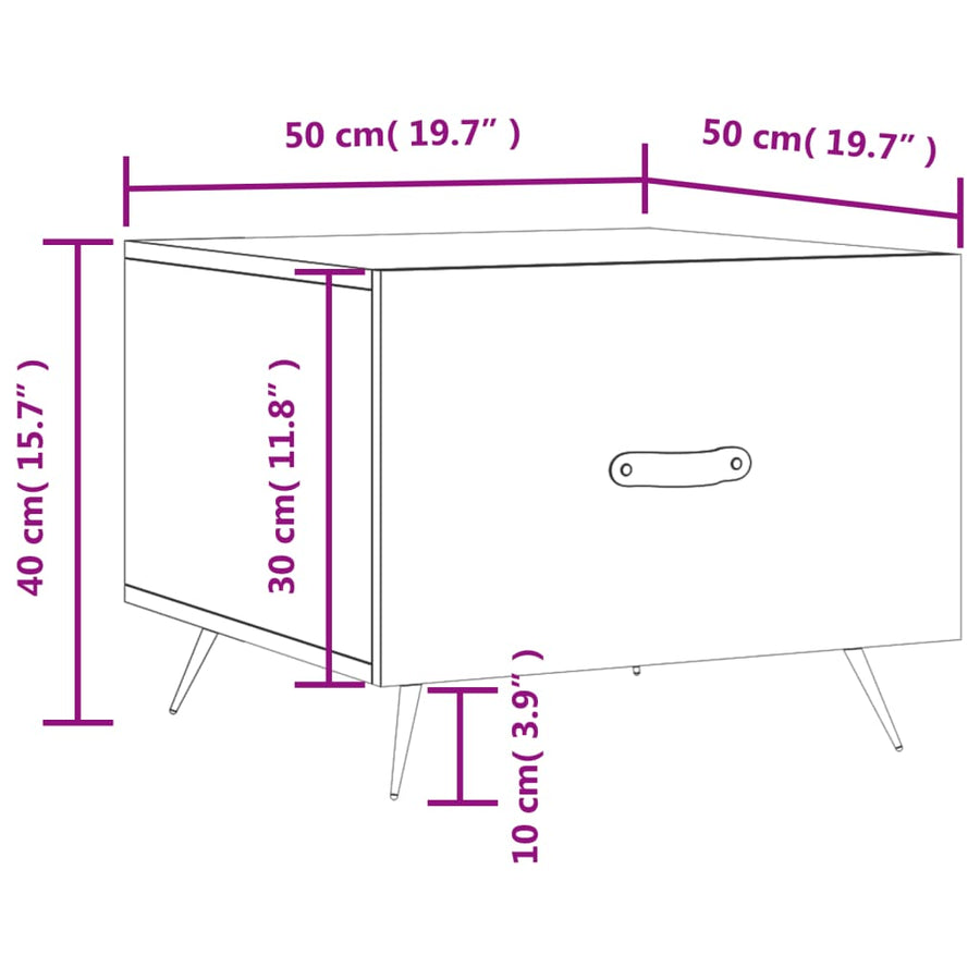 Salontafel 50X50X40 Cm Bewerkt Hout 1 Betongrijs