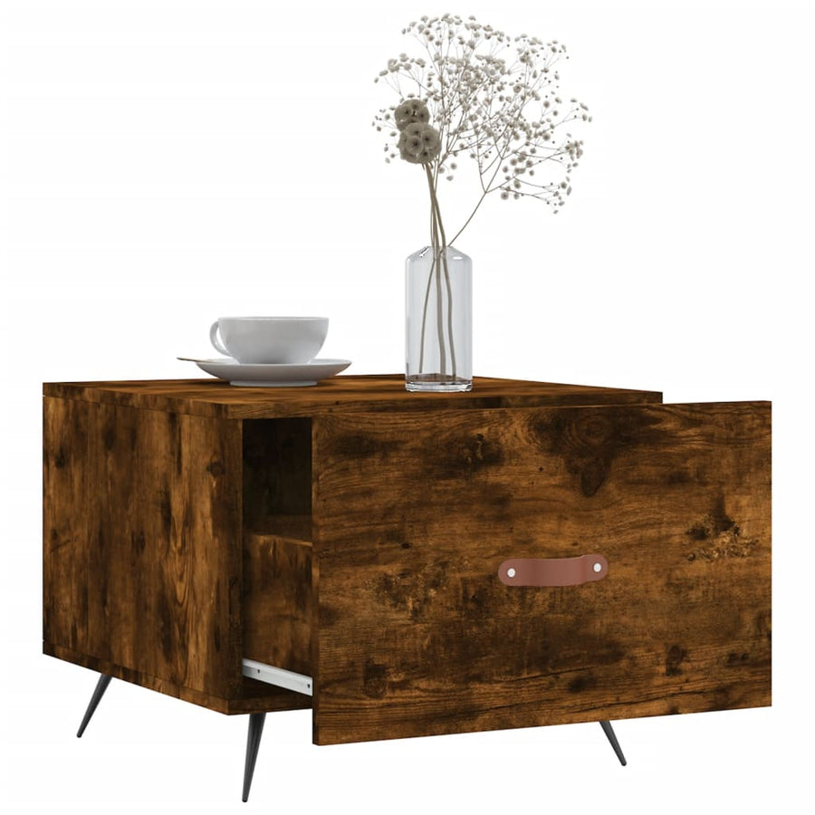 Salontafel 50X50X40 Cm Bewerkt Hout Kleurig 1 Gerookt eiken