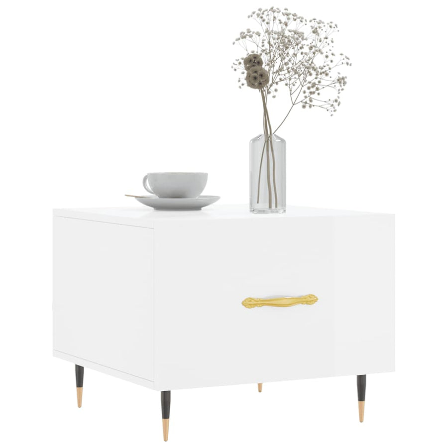 Salontafel 50X50X40 Cm Bewerkt Hout 1 Hoogglans wit