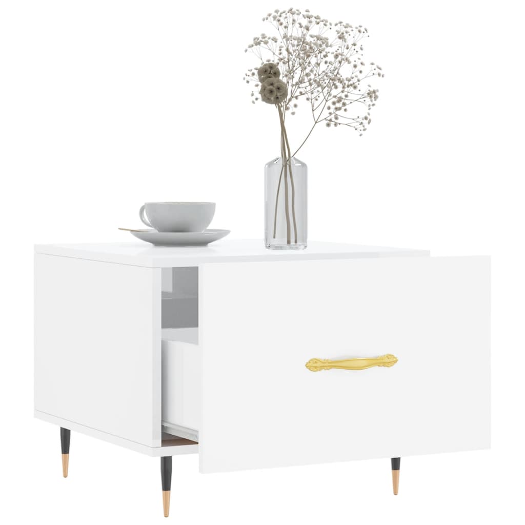Salontafel 50X50X40 Cm Bewerkt Hout 1 Hoogglans wit