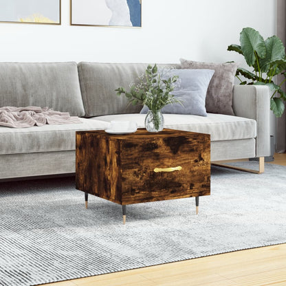 Salontafel 50X50X40 Cm Bewerkt Hout Kleurig 1 Gerookt eiken