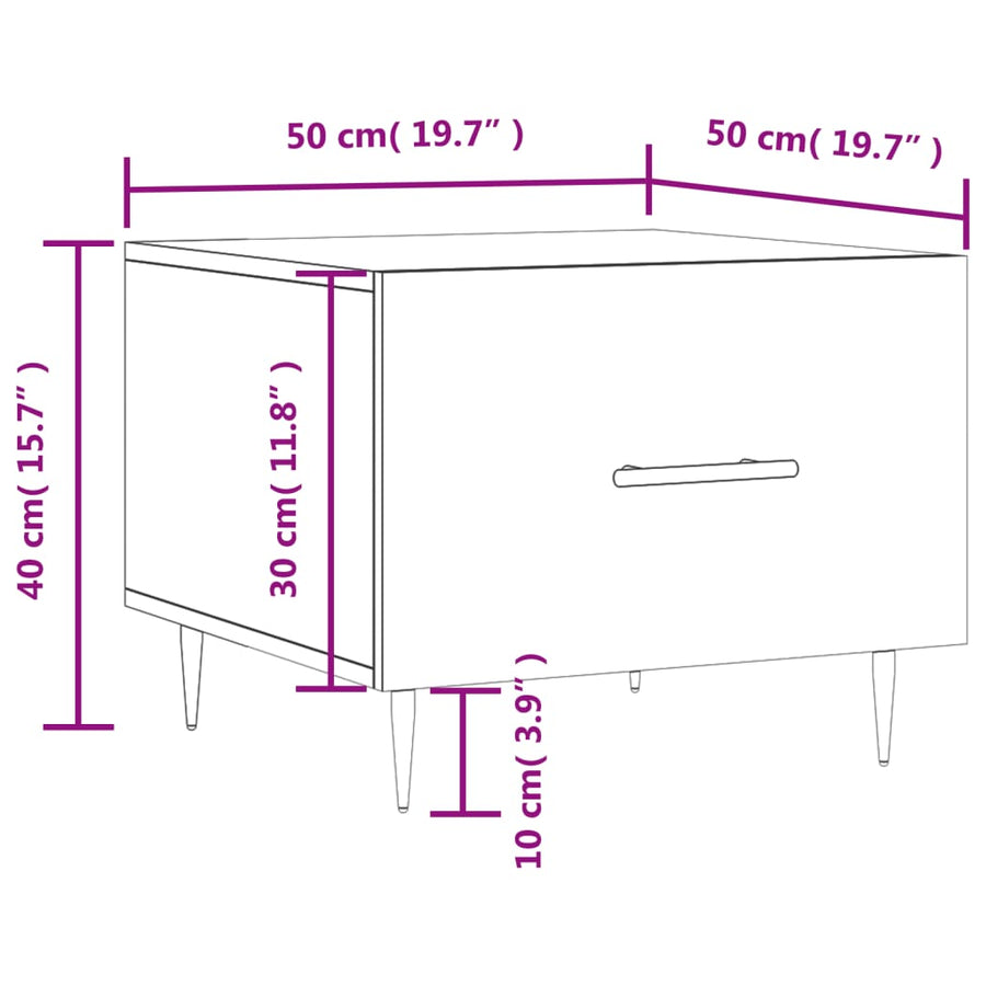 Salontafel 50X50X40 Cm Bewerkt Hout 1 Betongrijs