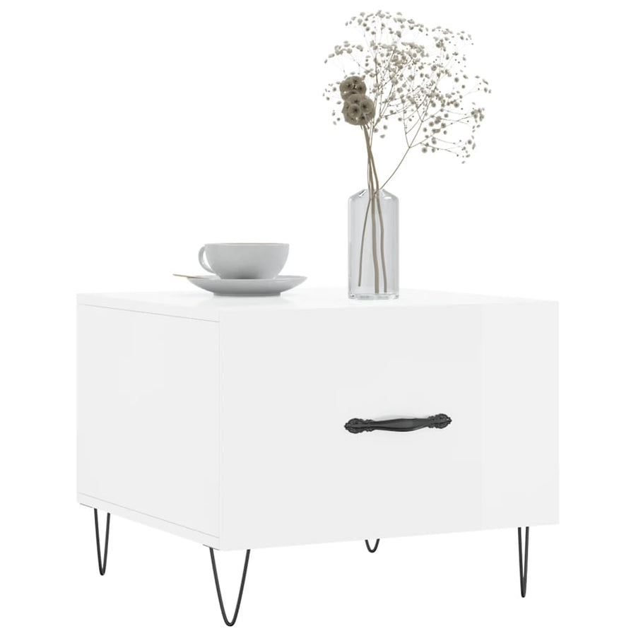 Salontafel 50X50X40 Cm Bewerkt Hout 1 Hoogglans wit