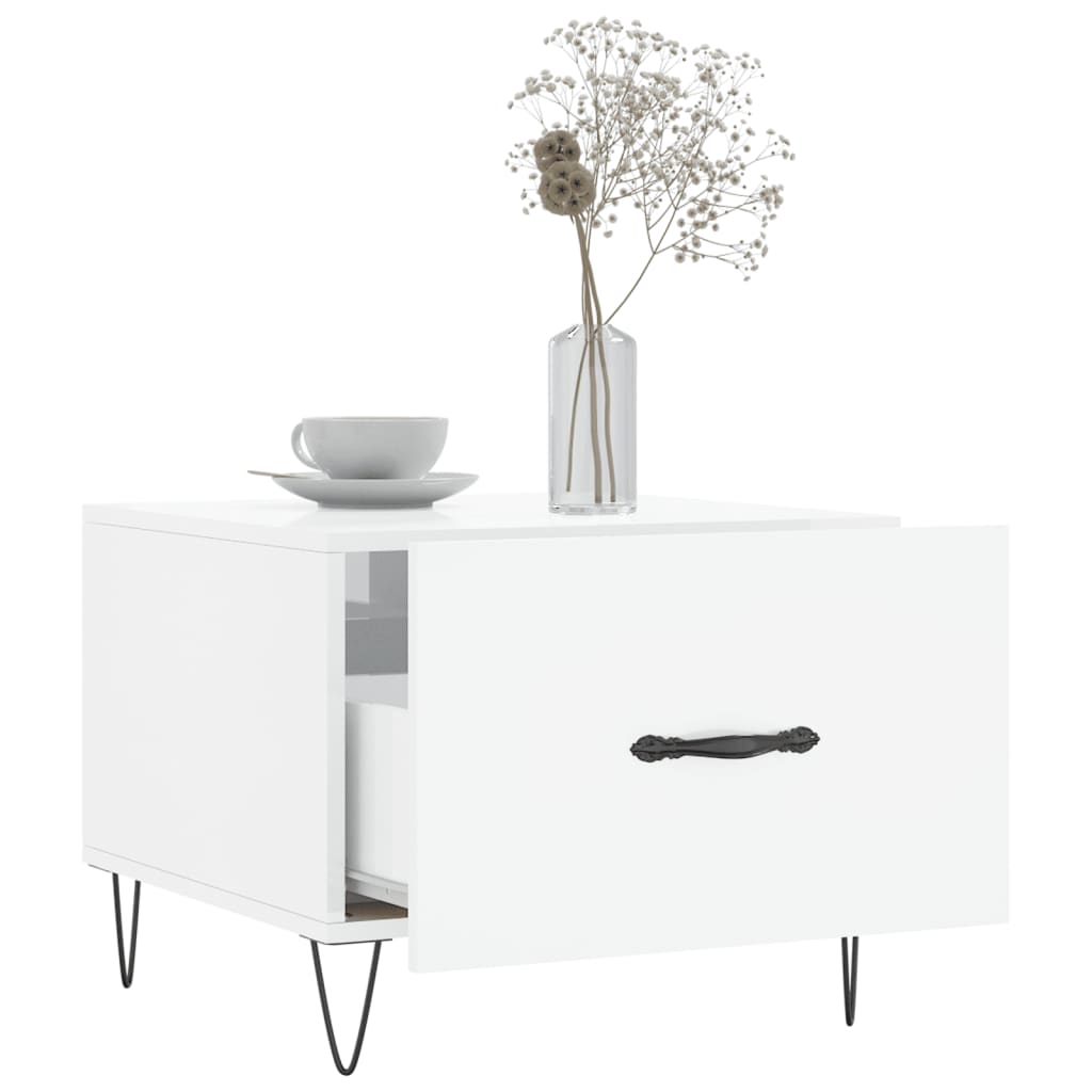 Salontafel 50X50X40 Cm Bewerkt Hout 1 Hoogglans wit
