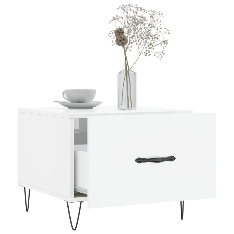 Salontafel 50X50X40 Cm Bewerkt Hout 1 Hoogglans wit