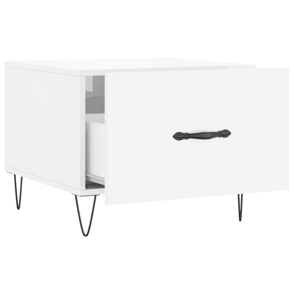 Salontafel 50X50X40 Cm Bewerkt Hout 1 Hoogglans wit