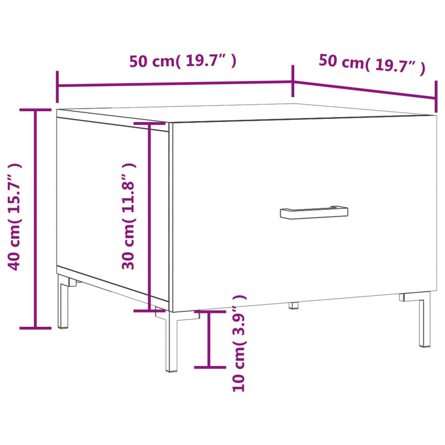 Salontafel 50X50X40 Cm Bewerkt Hout 1 Zwart