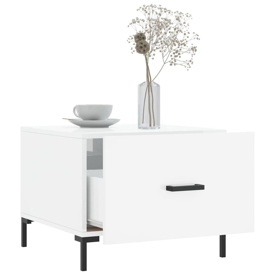 Salontafel 50X50X40 Cm Bewerkt Hout 1 Hoogglans wit