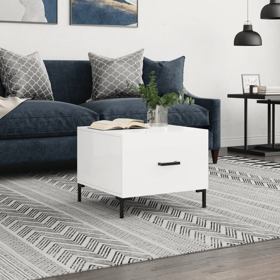 Salontafel 50X50X40 Cm Bewerkt Hout 1 Hoogglans wit