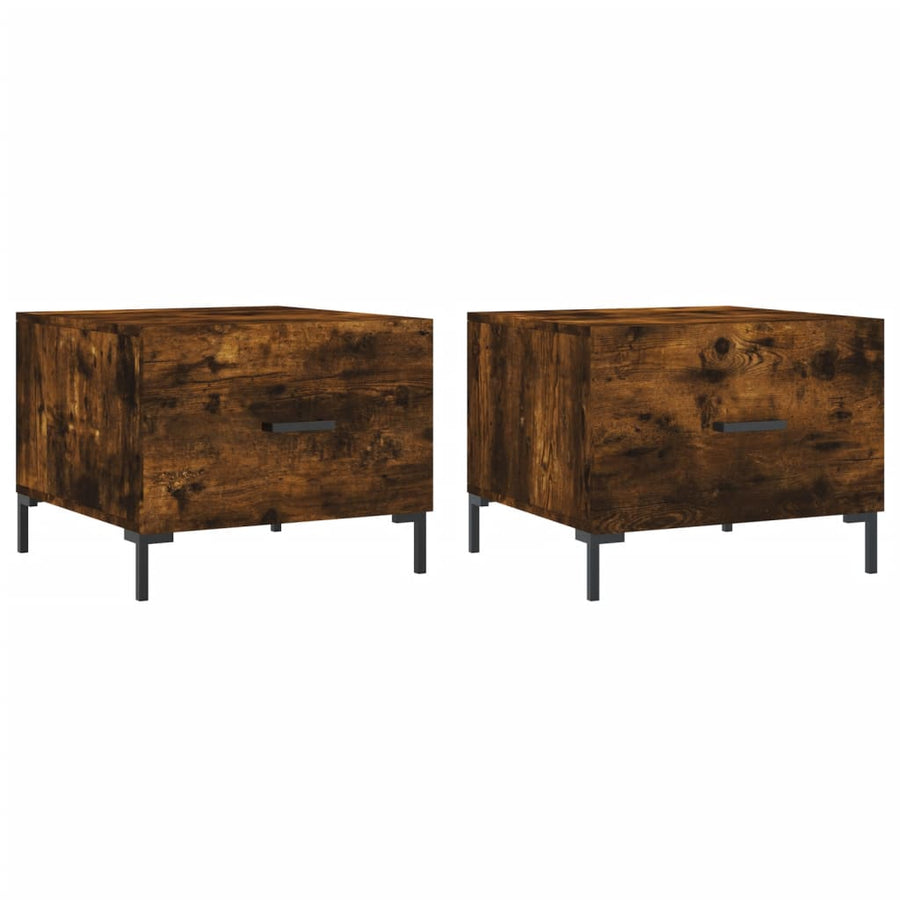 Salontafels 50X50X40 Cm Bewerkt Hout Kleurig 2 Gerookt eiken