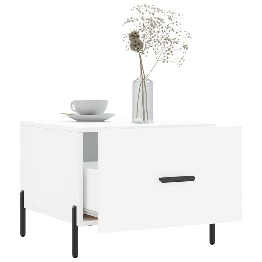 Salontafel 50X50X40 Cm Bewerkt Hout 1 Wit