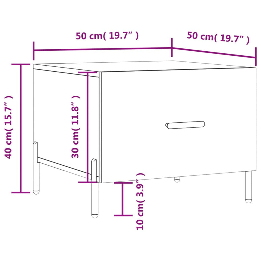 Salontafel 50X50X40 Cm Bewerkt Hout 1 Zwart