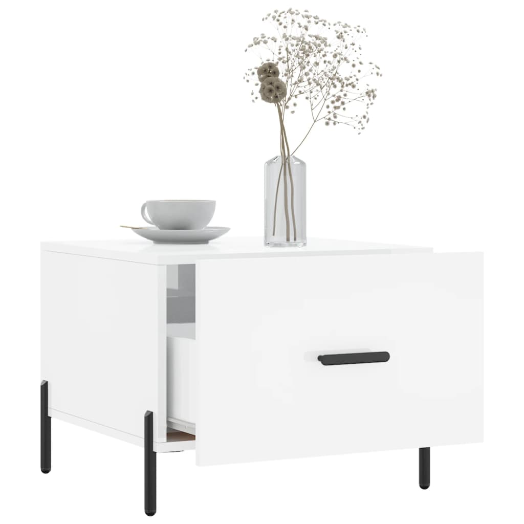 Salontafel 50X50X40 Cm Bewerkt Hout 1 Hoogglans wit