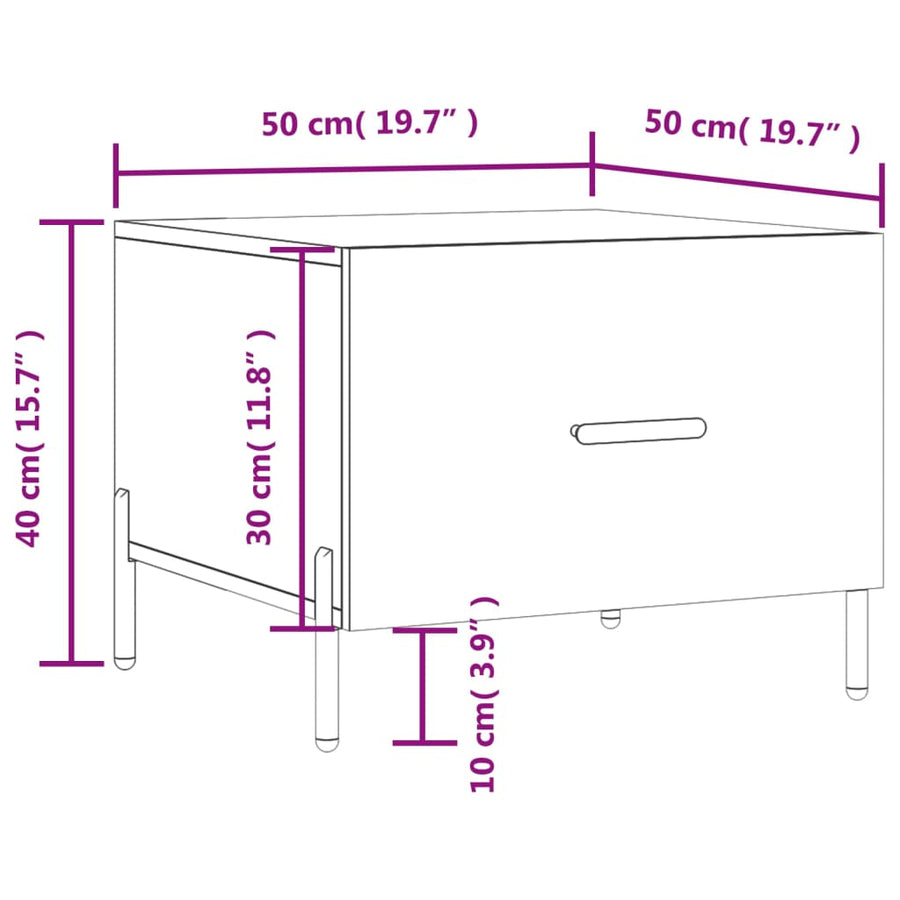Salontafel 50X50X40 Cm Bewerkt Hout 1 Betongrijs