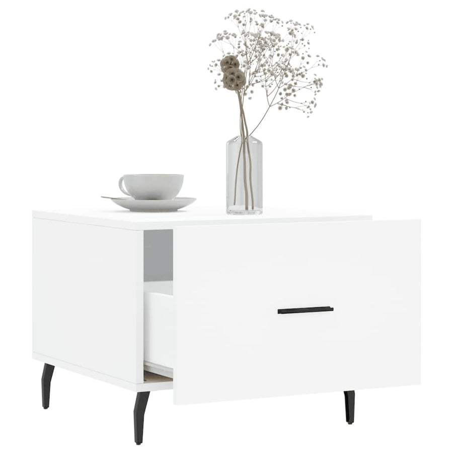 Salontafel 50X50X40 Cm Bewerkt Hout 1 Wit