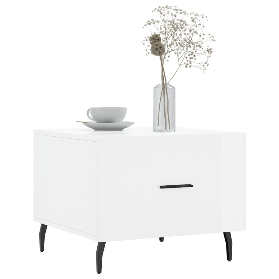 Salontafel 50X50X40 Cm Bewerkt Hout 1 Hoogglans wit