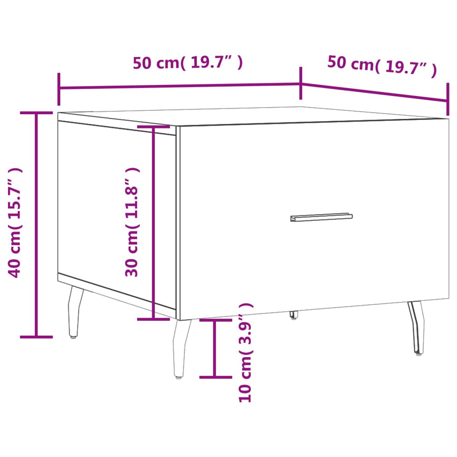 Salontafel 50X50X35 Cm Bewerkt Hout Kleurig 1 Sonoma eiken