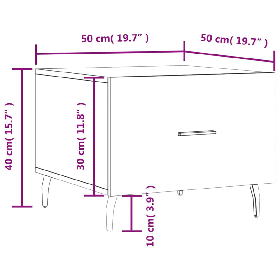 Salontafel 50X50X40 Cm Bewerkt Hout 1 Betongrijs