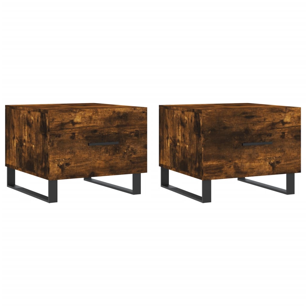 Salontafels 50X50X40 Cm Bewerkt Hout Kleurig 2 Gerookt eiken