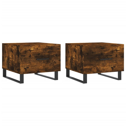 Salontafels 50X50X40 Cm Bewerkt Hout Kleurig 2 Gerookt eiken
