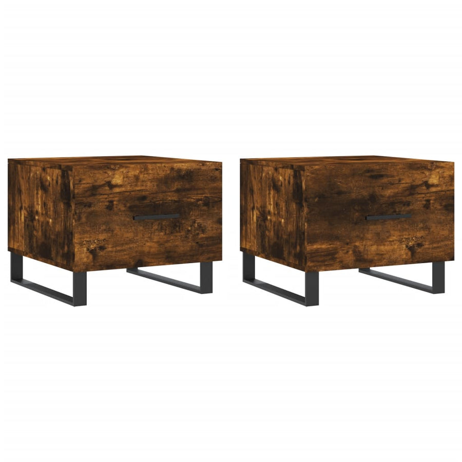 Salontafels 50X50X40 Cm Bewerkt Hout Kleurig 2 Gerookt eiken