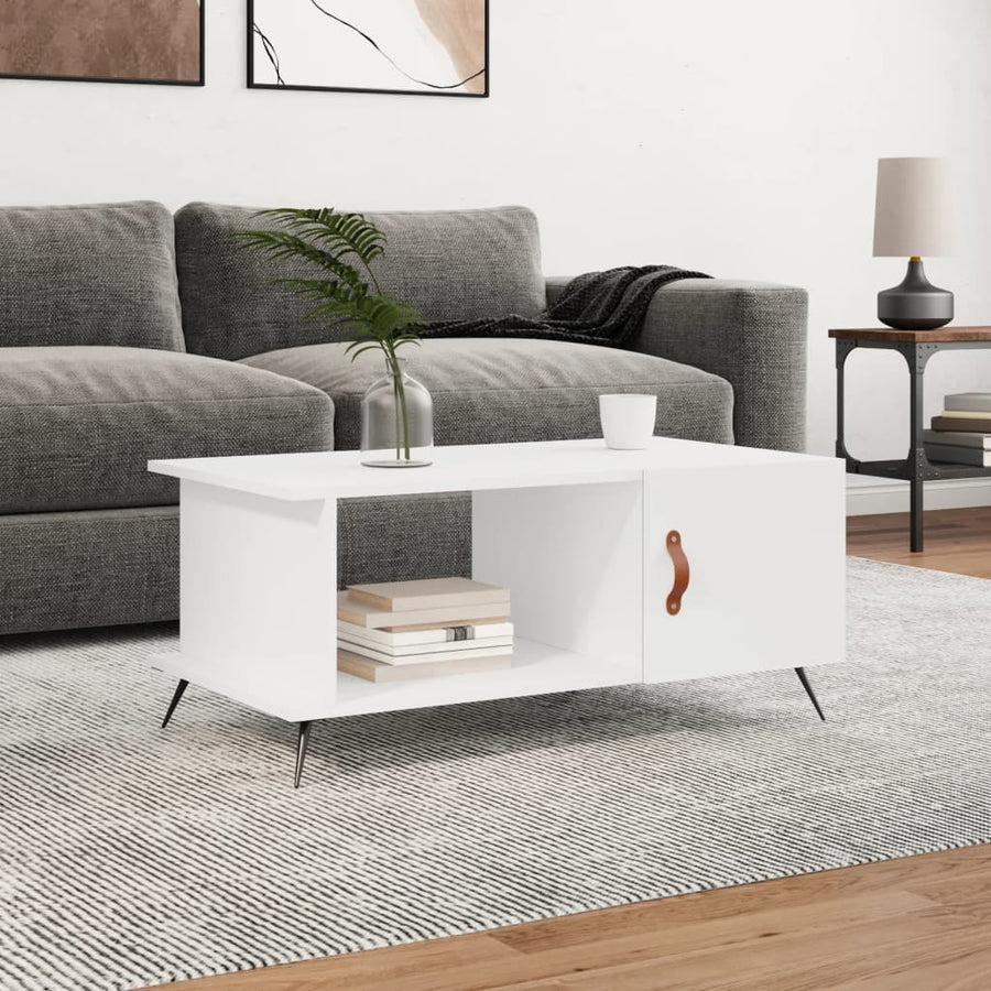 Salontafel 90X50X40 Cm Bewerkt Hout Wit