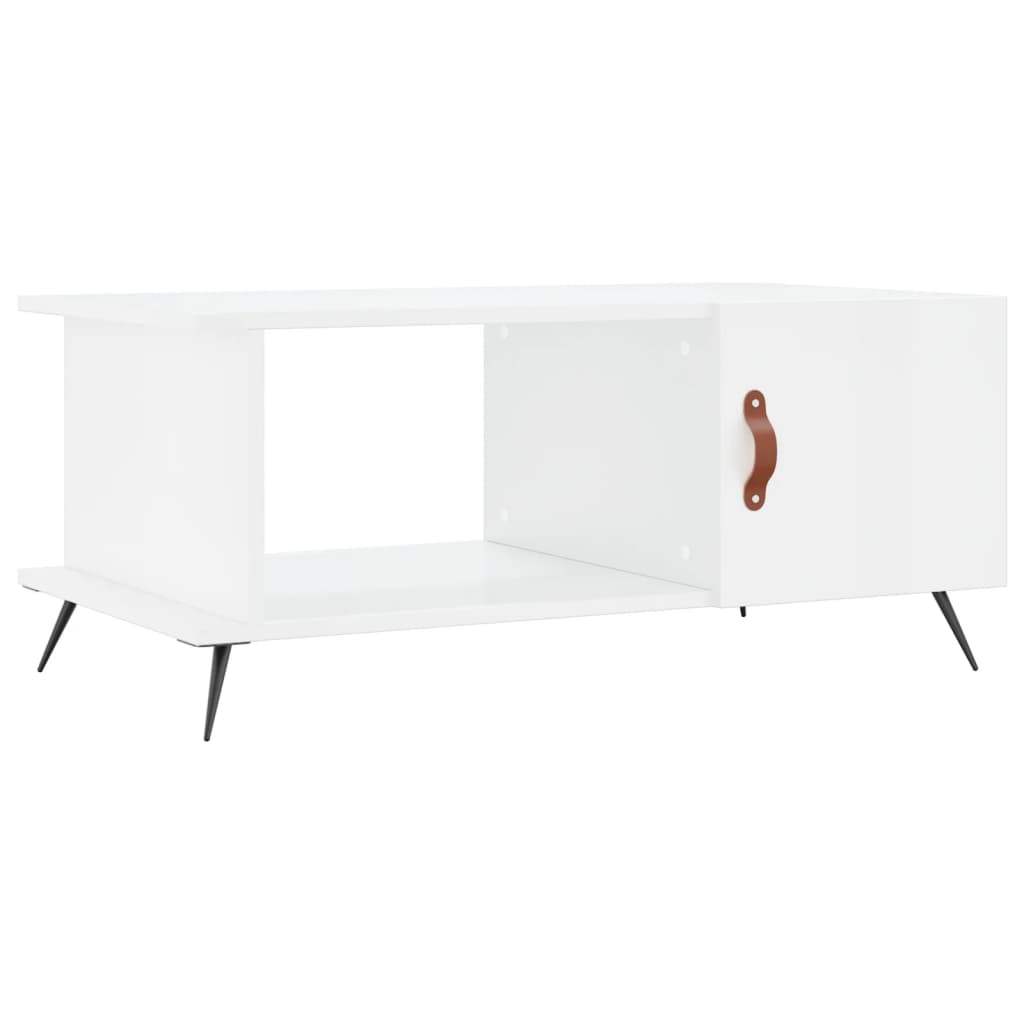 Salontafel 90X50X40 Cm Bewerkt Hout Hoogglans wit