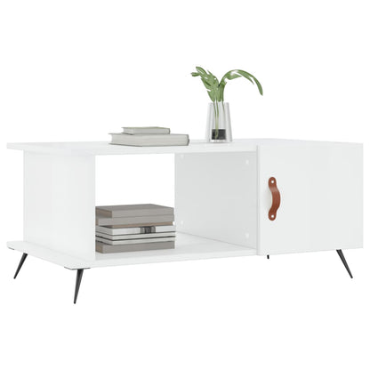 Salontafel 90X50X40 Cm Bewerkt Hout Hoogglans wit