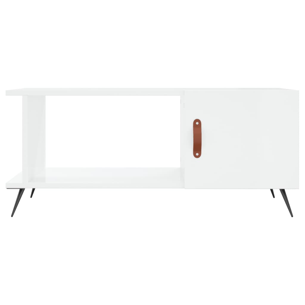 Salontafel 90X50X40 Cm Bewerkt Hout Hoogglans wit