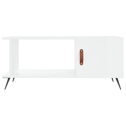 Salontafel 90X50X40 Cm Bewerkt Hout Hoogglans wit