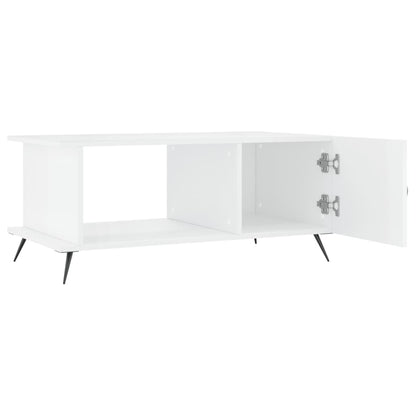 Salontafel 90X50X40 Cm Bewerkt Hout Hoogglans wit