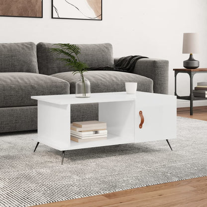Salontafel 90X50X40 Cm Bewerkt Hout Hoogglans wit