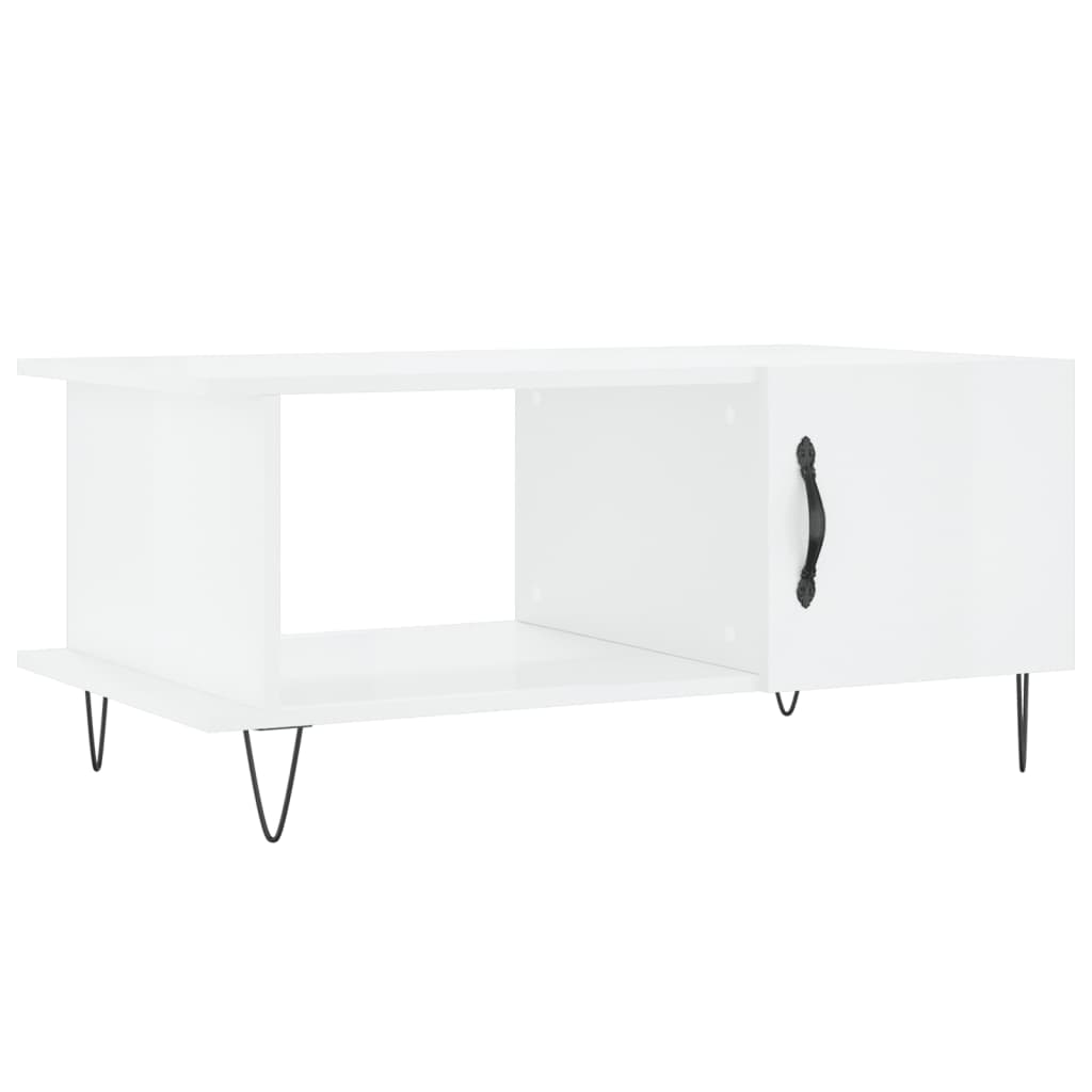 Salontafel 90X50X40 Cm Bewerkt Hout Hoogglans wit