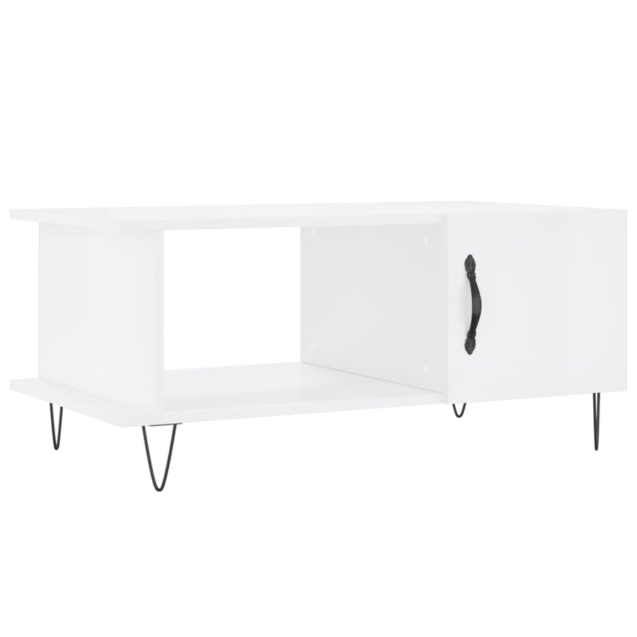 Salontafel 90X50X40 Cm Bewerkt Hout Hoogglans wit