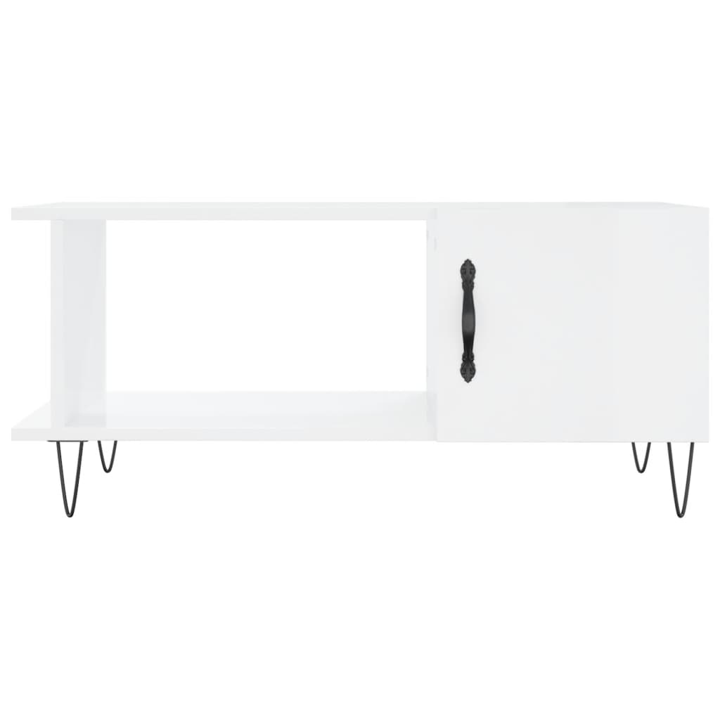Salontafel 90X50X40 Cm Bewerkt Hout Hoogglans wit