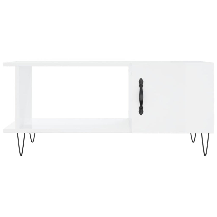 Salontafel 90X50X40 Cm Bewerkt Hout Hoogglans wit