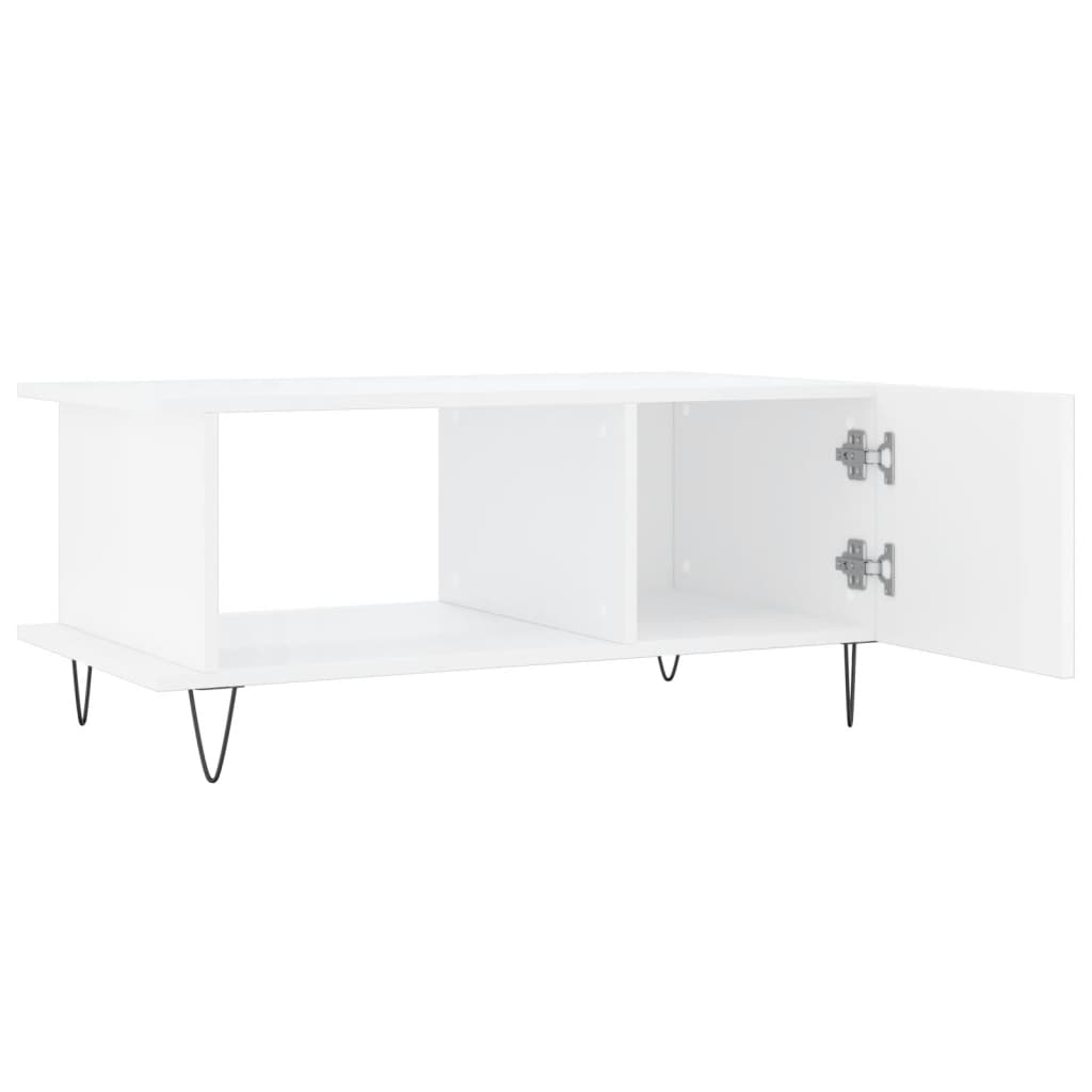 Salontafel 90X50X40 Cm Bewerkt Hout Hoogglans wit