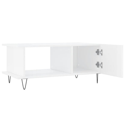 Salontafel 90X50X40 Cm Bewerkt Hout Hoogglans wit