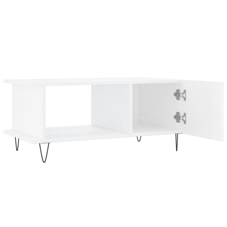 Salontafel 90X50X40 Cm Bewerkt Hout Hoogglans wit