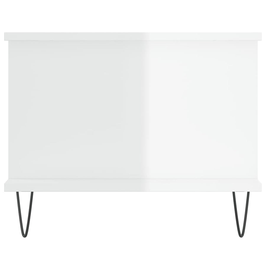 Salontafel 90X50X40 Cm Bewerkt Hout Hoogglans wit