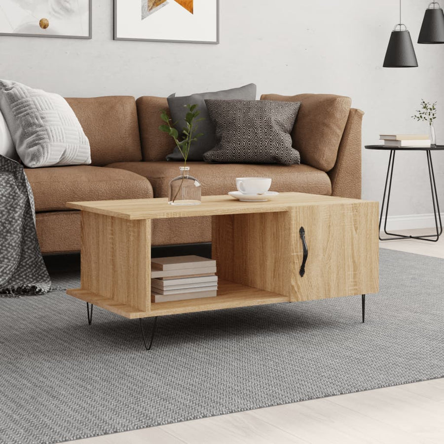 Salontafel 90X50X40 Cm Bewerkt Hout Kleurig Sonoma eiken