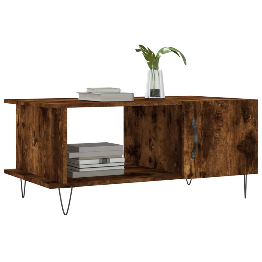 Salontafel 90X50X40 Cm Bewerkt Hout Kleurig Gerookt eiken