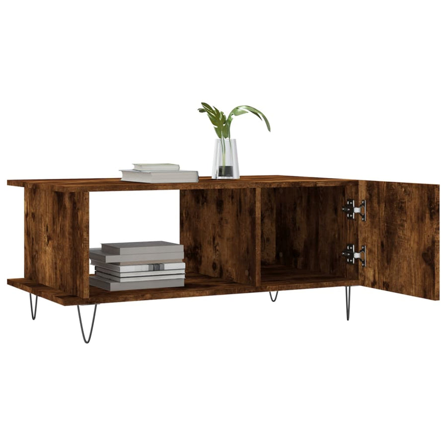 Salontafel 90X50X40 Cm Bewerkt Hout Kleurig Gerookt eiken
