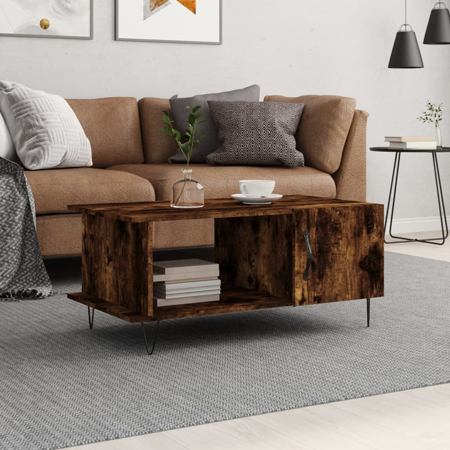 Salontafel 90X50X40 Cm Bewerkt Hout Kleurig Gerookt eiken
