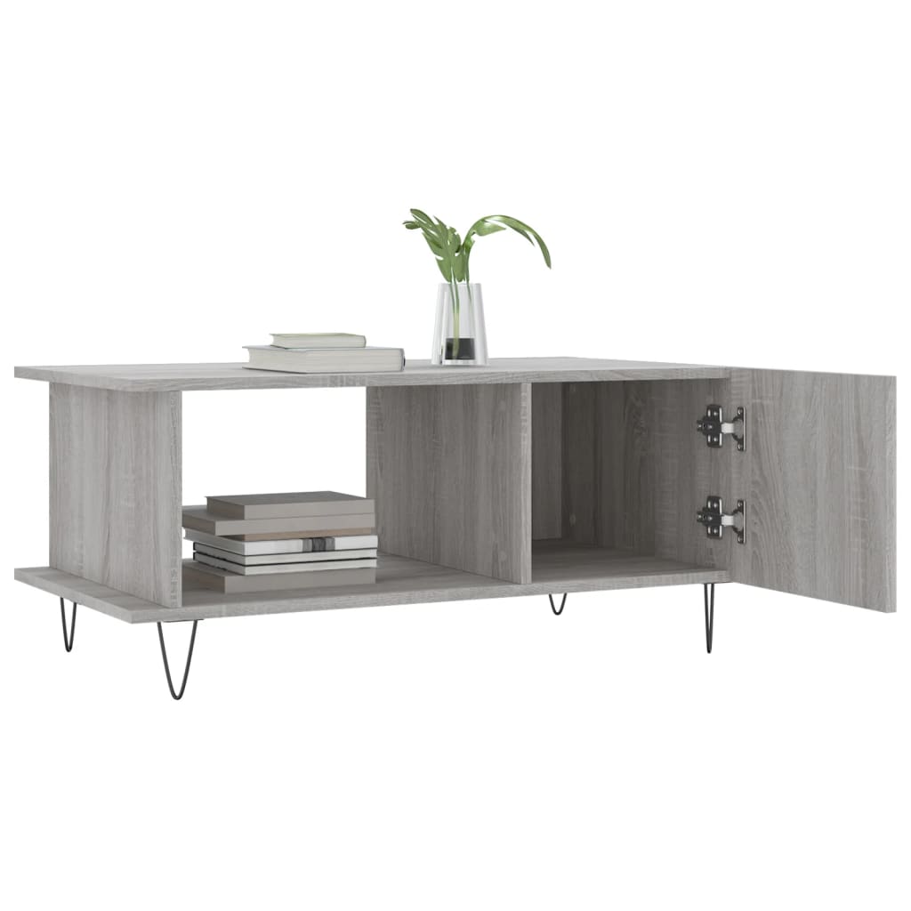 Salontafel 90X50X40 Cm Bewerkt Hout Eikenkleurig Grijs sonoma