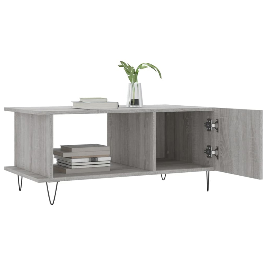 Salontafel 90X50X40 Cm Bewerkt Hout Eikenkleurig Grijs sonoma